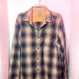 Carhartt - Men's Blue/Beige "Relaxed Fit" Button Down Shirt XL